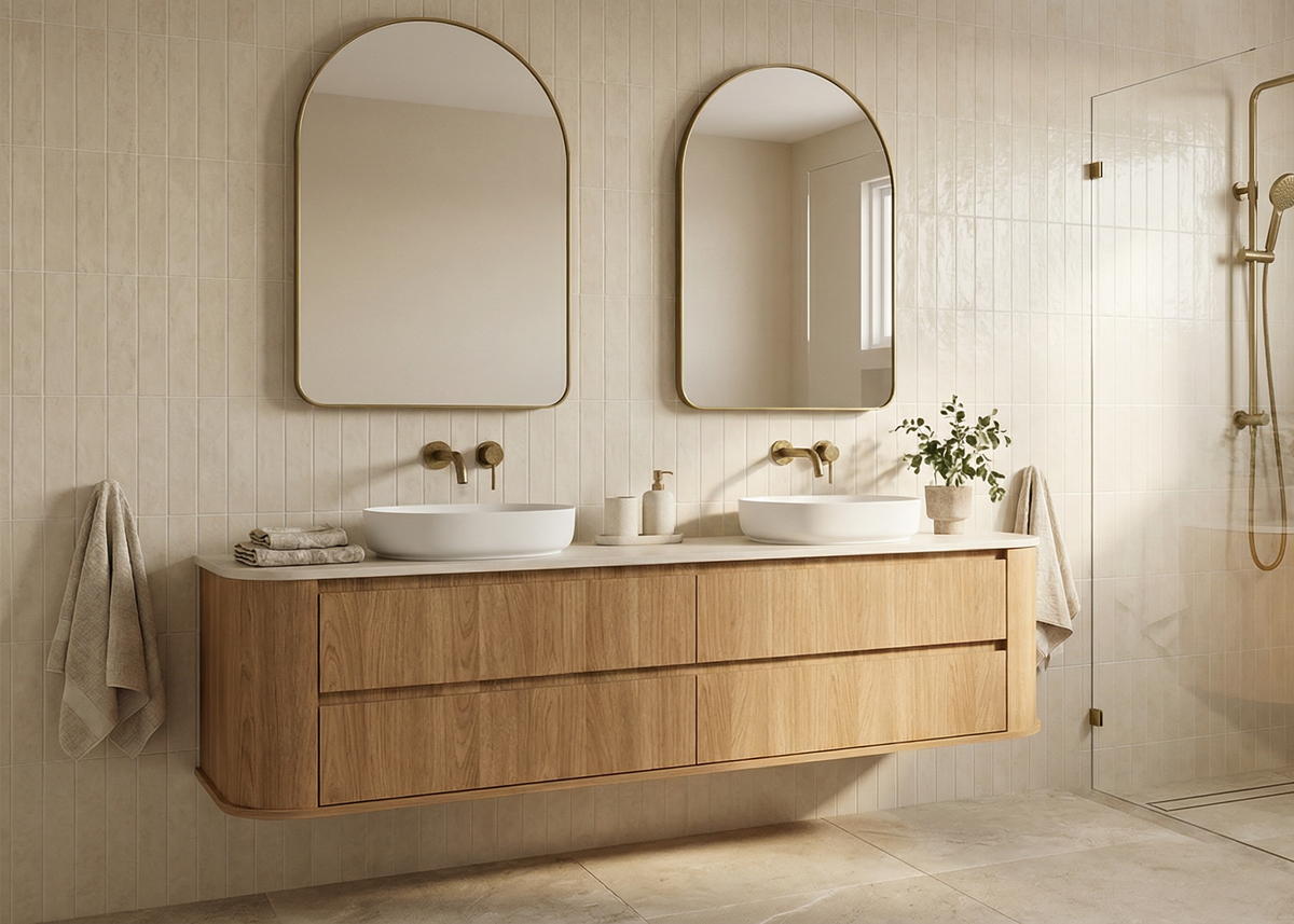 Australian Made · Woodgrain Laminate Vanities – custom vanity.